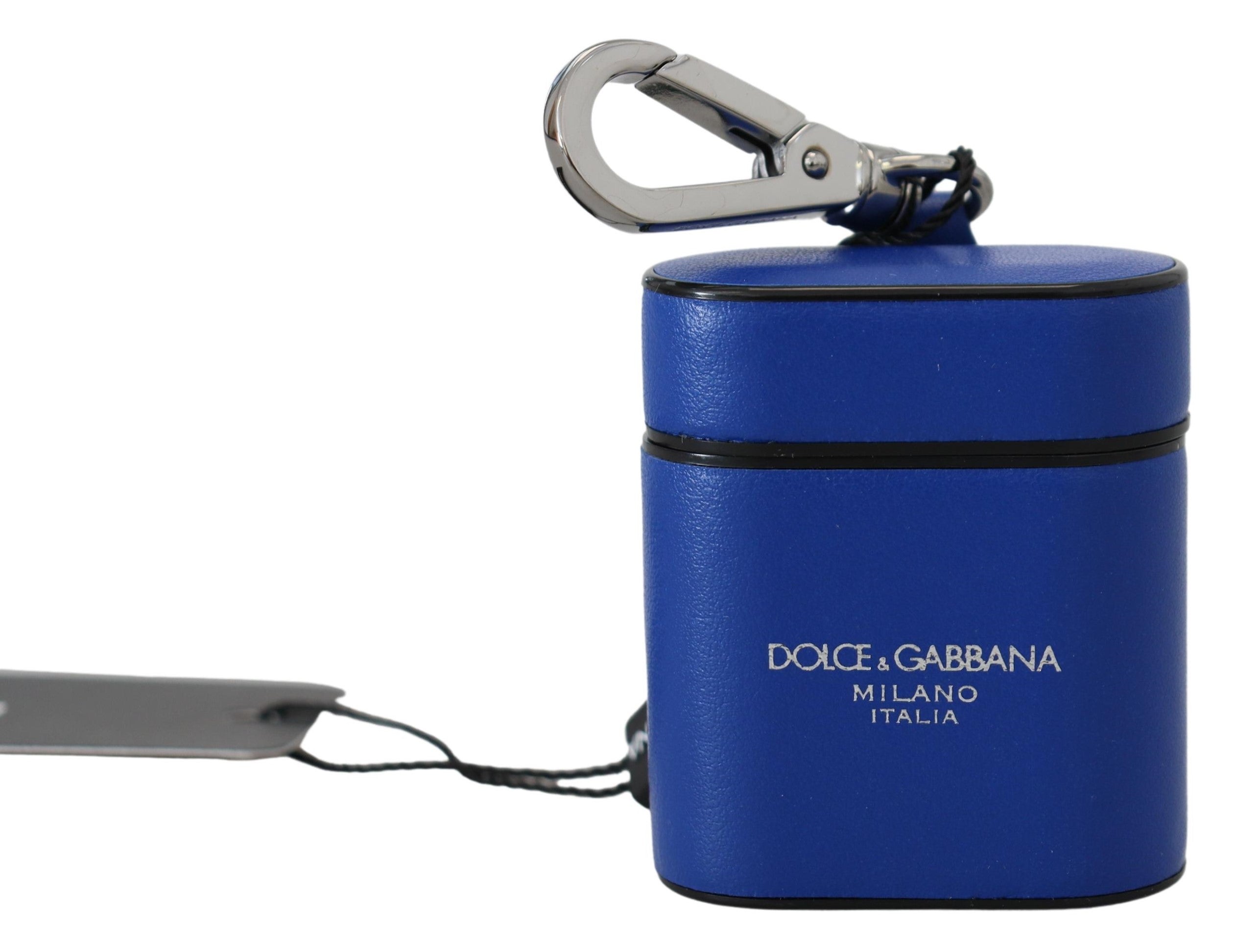 Κομψή μπλε δερμάτινη θήκη Airpods Dolce &amp; Gabbana