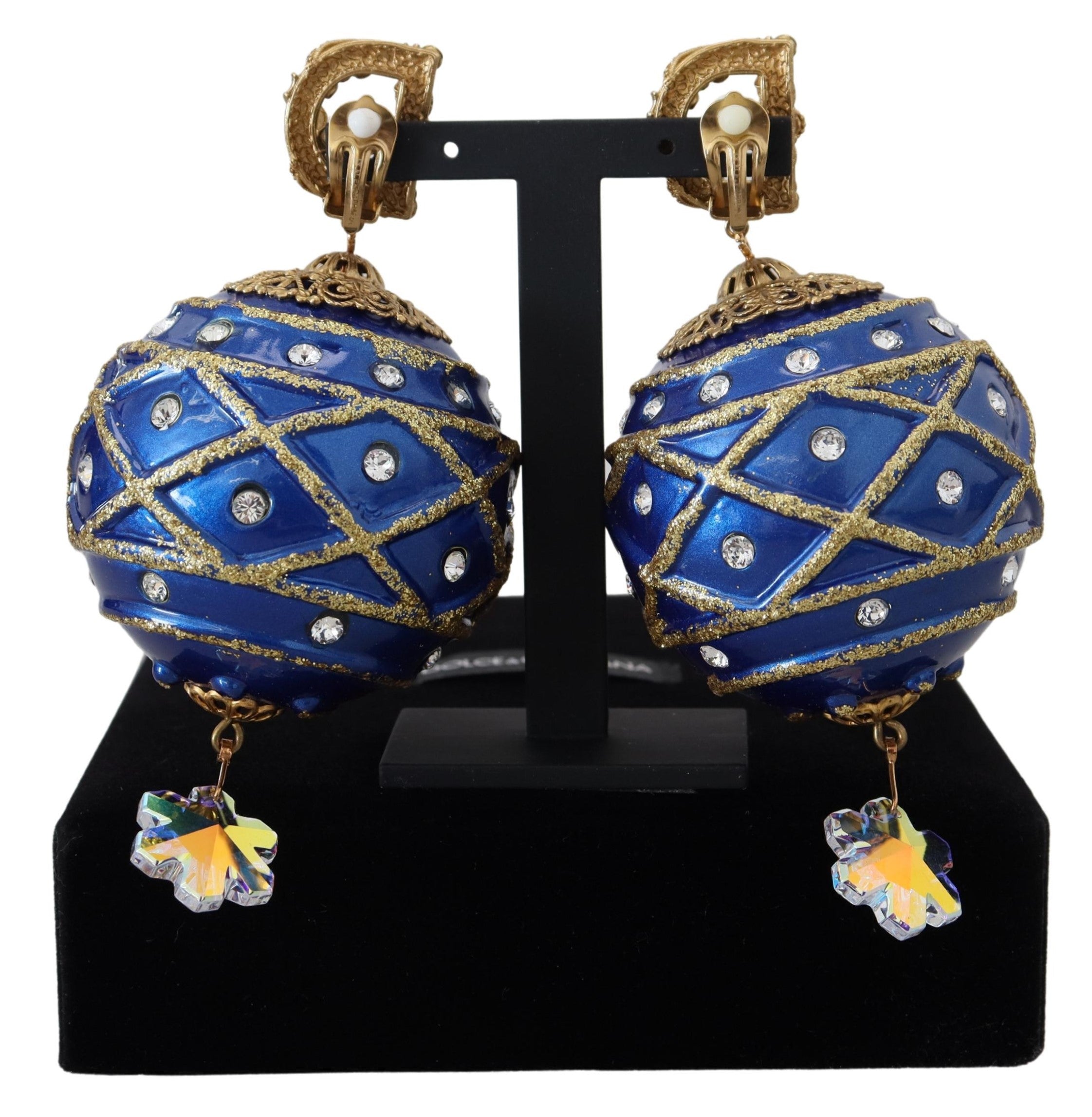 Dolce & Gabbana Elegant Dangling Crystal Christmas Ball Earrings