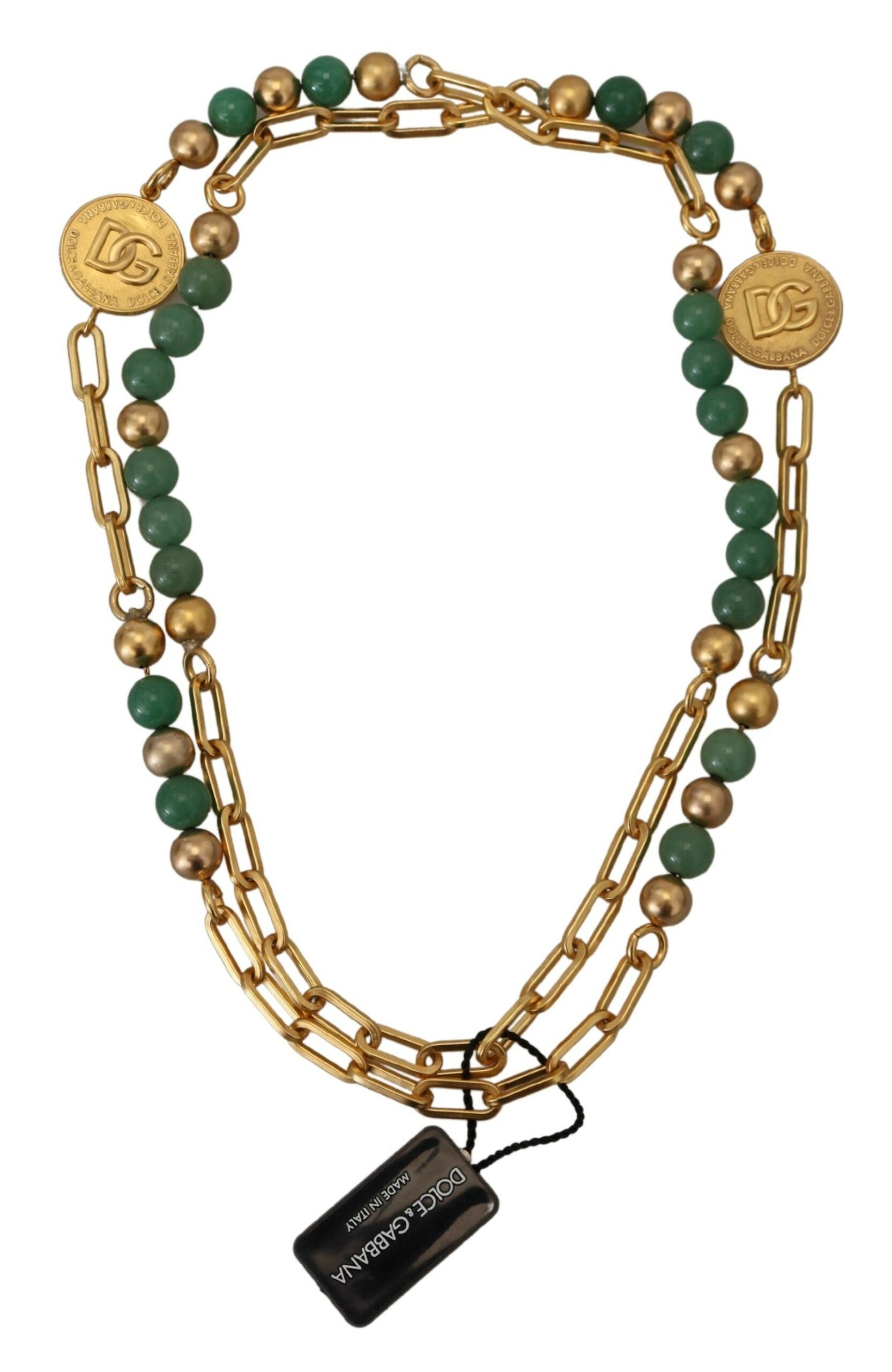 Dolce & Gabbana Elegant Gold-Plated Gemstone Necklace