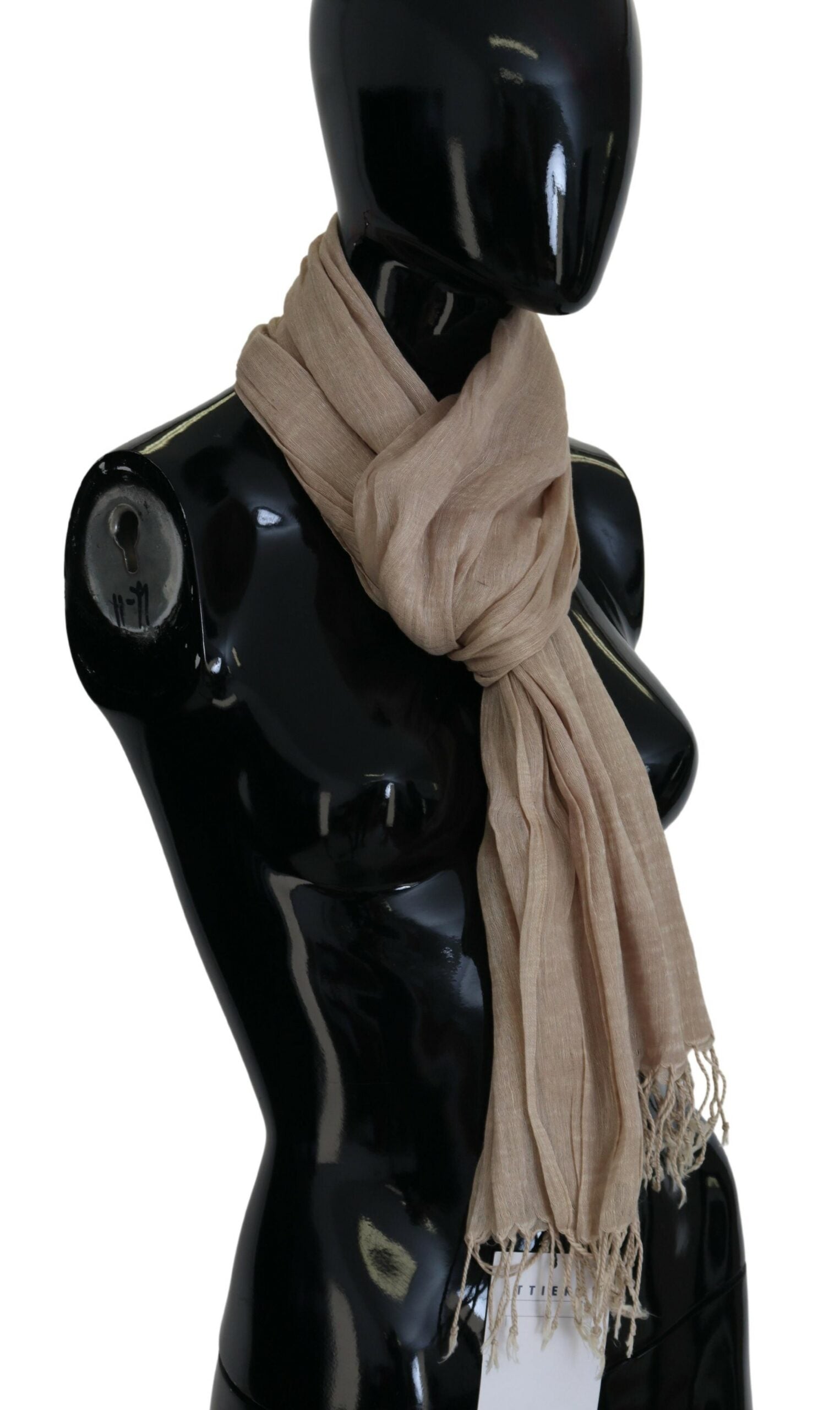 Costume National Chic Beige Fringed Scarf for Women