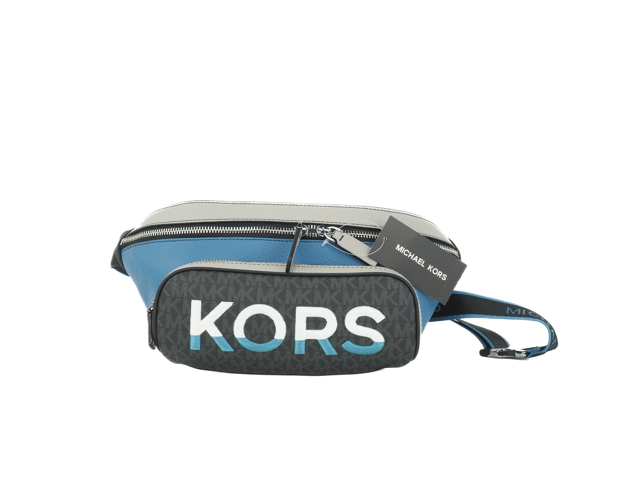 Τσάντα με λογότυπο Michael Kors Cooper Large Blue Multi Leather Bet Belt Utility