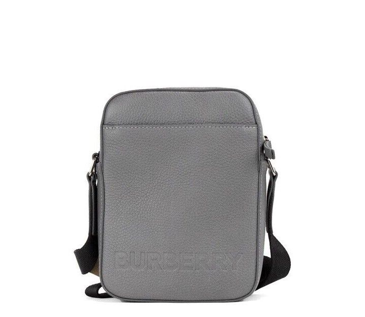 Τσάντα Burberry Thornton Small Grey ανάγλυφο λογότυπο Grainy Leather Crossbody