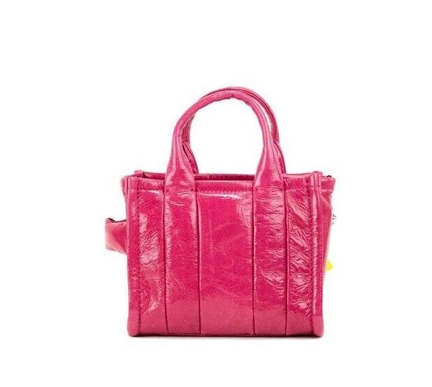 Marc Jacobs The Shiny Crinkle Micro Tote Magenta Δερμάτινη τσάντα χιαστί