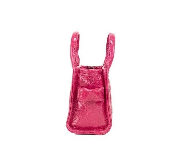 Marc Jacobs The Shiny Crinkle Micro Tote Magenta Δερμάτινη τσάντα χιαστί