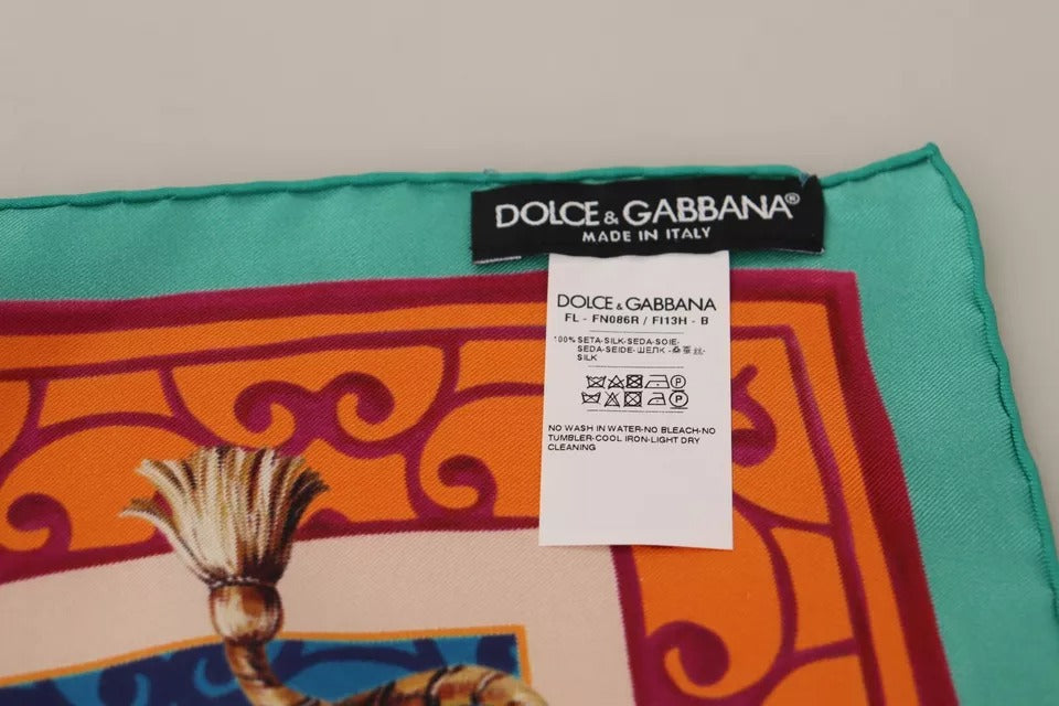 Dolce &amp; Gabbana Multicolor Fans Φουλάρι με νάιλον Dragon Shawl Wrap