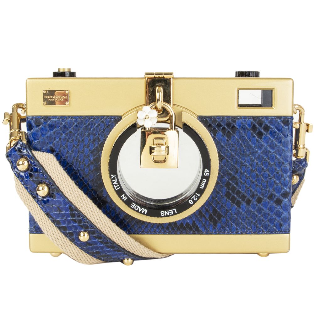 Τσάντα χιαστί Dolce &amp; Gabbana Blue Leather Di Pitone