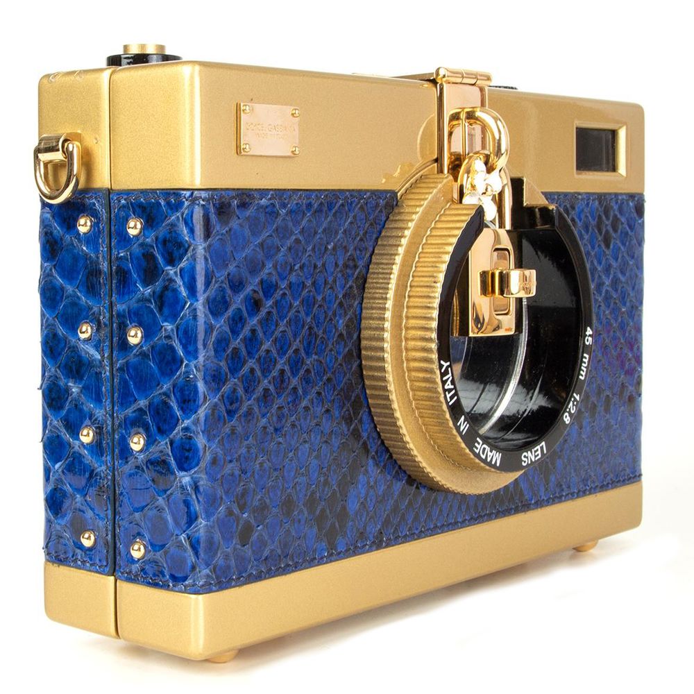 Τσάντα χιαστί Dolce &amp; Gabbana Blue Leather Di Pitone