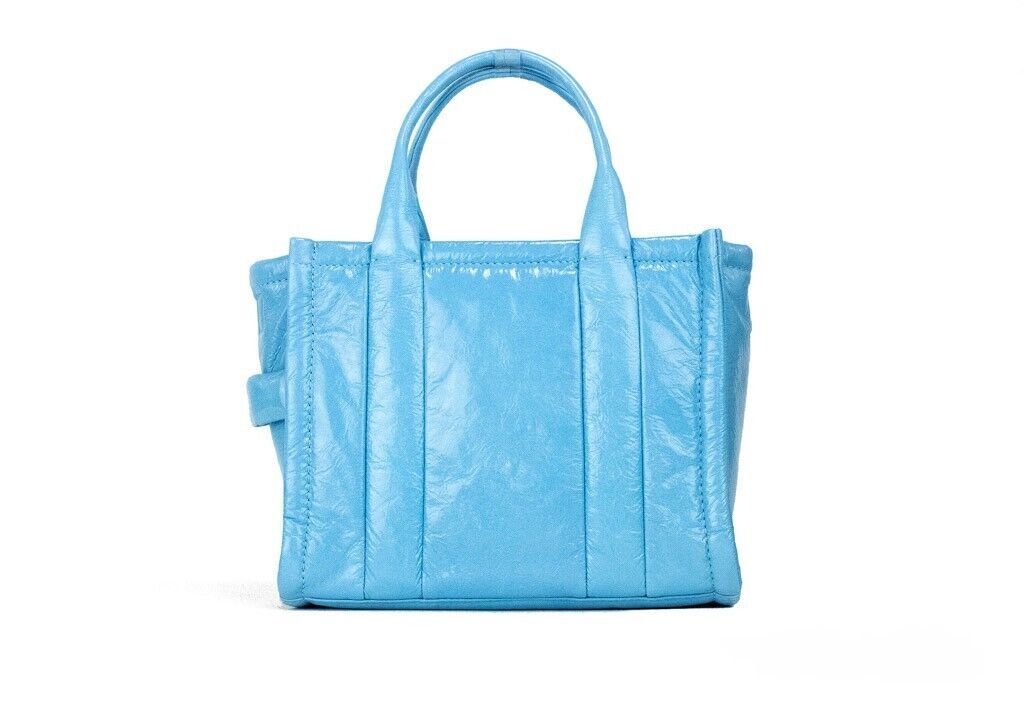 Marc Jacobs The Shiny Crinkle Mini Tote Air Blue Δερμάτινη τσάντα χιαστί τσαντάκι